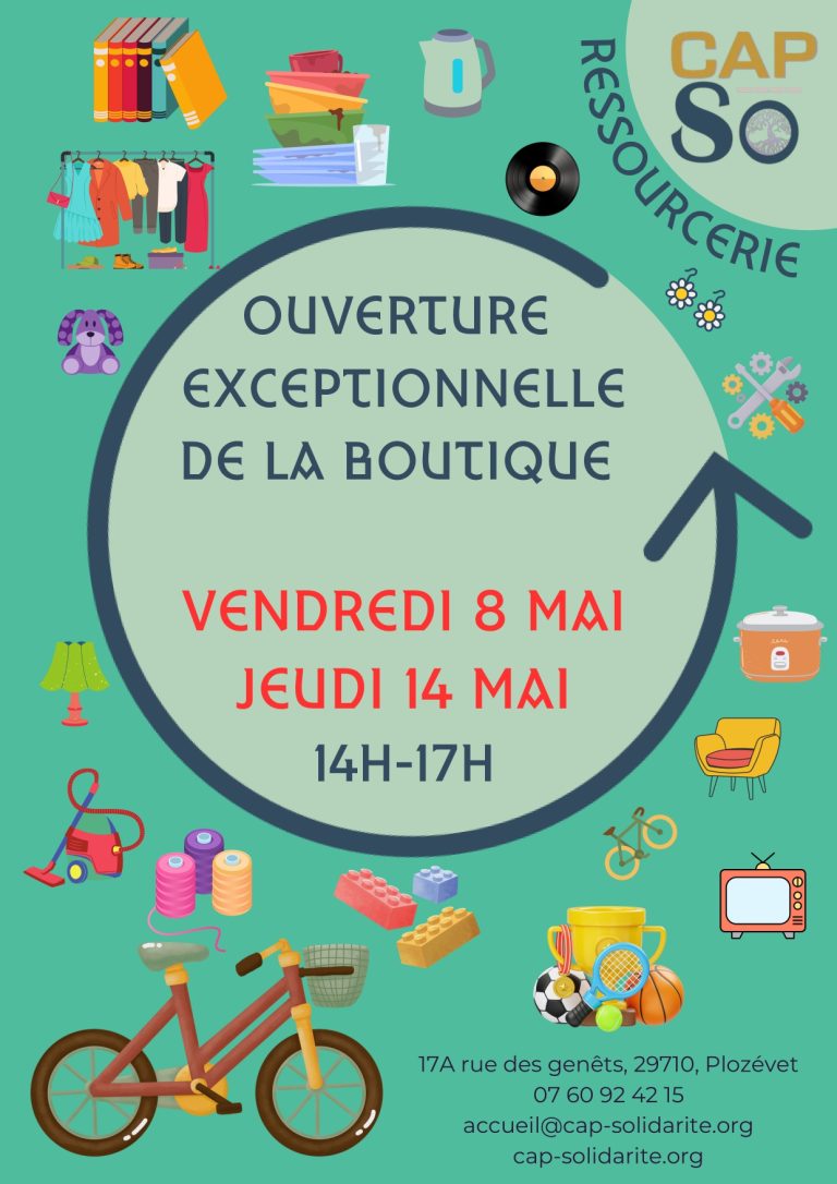 Lire la suite à propos de l’article Ouverture dimanche 8 et 14 mai