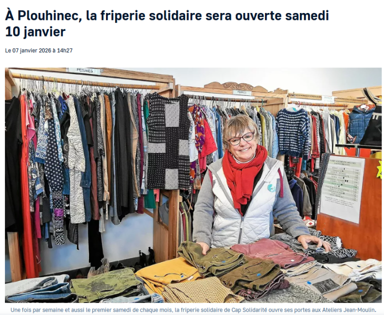 Lire la suite à propos de l’article À Plouhinec, la friperie solidaire sera ouverte samedi 10 janvier